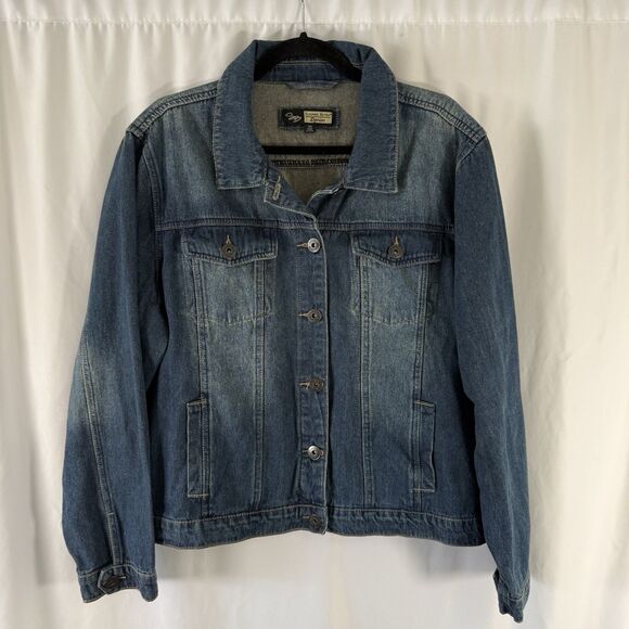 Suzanne Betro Jackets & Blazers - Suzanne Betro Denim Jack Women's 3X Medium Wash Blue Button Up Cotton Blend